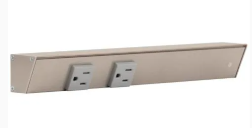 Task Lighting APT12-2GSNR-6PK 12" Slim Profile Angled Power Strip - Right Wire Entry - 2 Single Gray Receptacles - Satin Nickel Finish - (Pack of 6)