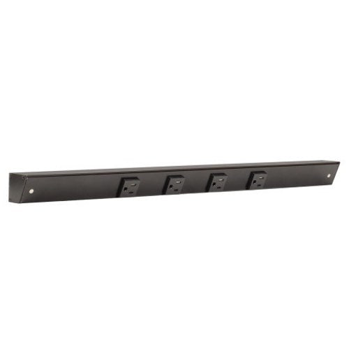 Task Lighting APT24-4B-P-BK 24" Slim Profile Angled Power Strip - 4 Single Black Receptacles - Black Finish