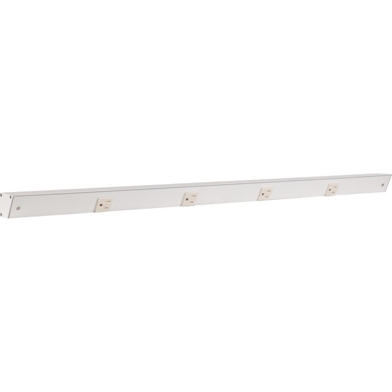 Task Lighting APT36-4W-P-WT 36" Slim Profile Angled Power Strip - 4 Single White Receptacles - White Finish