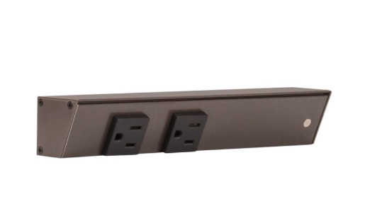 Task Lighting APT9-2BBZR-6PK 9" Slim Profile Angled Power Strip - Right Wire Entry - 2 Single Black Receptacles - Bronze Finish (6-Pack)