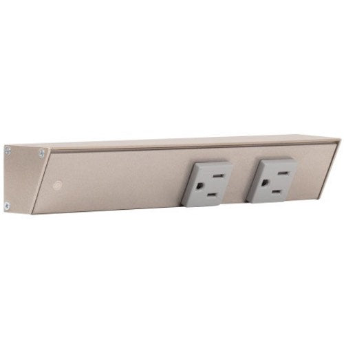 Task Lighting APT9-2G-P-SN-L 9" Slim Profile Angled Power Strip, Left Wire Entry, 2-Single Gray Receptacles, Satin Nickel Finish