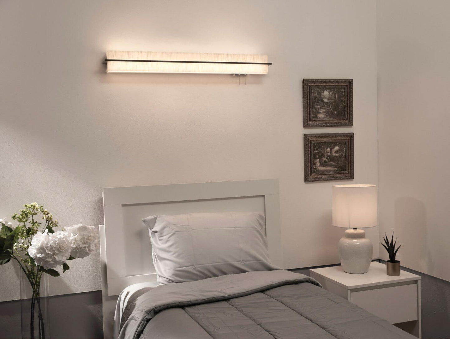 AFX Lighting APV390530LAJD2WG-LW Apex 39 Inch LED Bath Vanity Light In Weathered Grey With Linen White Shade-White Bottom And Top Acrylic Diffuser