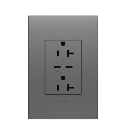 Legrand ARTRUSB20PD30M4 Adorne 30W USB Type-C Outlet, 20A Tamper-Resistant Plus-Size Receptacle, Magnesium Finish