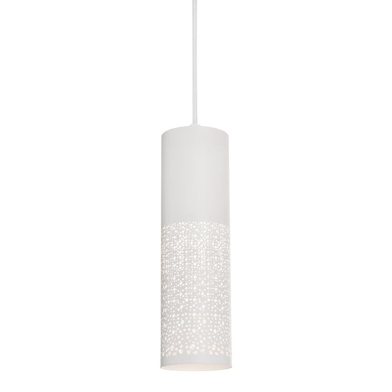 AFX Lighting ASHP0407L30D2WH Ash 4 Inch LED Perforated Pendant In White With White Acrylic Bottom Diffuser