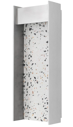 Alteck Lighting AW0095-3CCT-W-BA Terrazzo 14 inch Tall CCT LED Outdoor Wall Sconce with Sand Blast Glass, Multi-Color Temperature, Brushed Aluminum