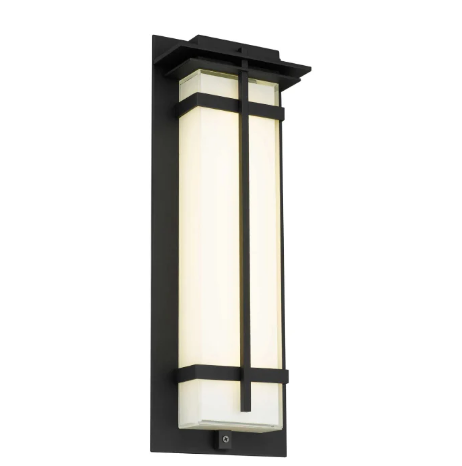 Alteck lighting AW0137-3CCT-W-BK Frank 1-lt 18" Tall LED Outdoor Wall Sconce, 3CCT Selectable
