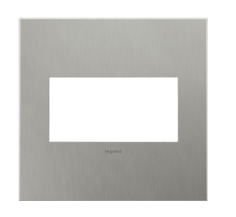 Legrand AWC2GBS4 Adorne 2-Gang Screwless Wall Plate, Brushed Stainless Steel