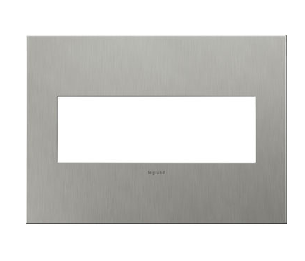 Legrand AWC3GBS4 Adorne 3-Gang Screwless Wall Plate, Brushed Stainless Steel Finish