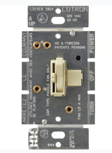 Lutron AYFSQ-FH-IV Ariadni Quiet 3-Speed Fan Control – Lvory Finish