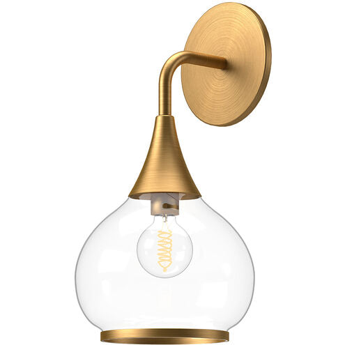 Alora Mood WV524006AGCL Hazel 1 Light 6.63 inch Aged Gold Bath Vanity Light Wall Light in Clear