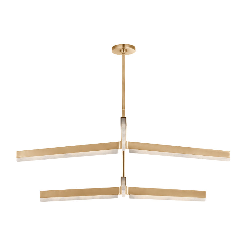 Visual Comfort Architectural KWCH70427HABALB Modern Kelly Wearstler Linea LED 56 inch Antique Brass Two Tier Chandelier Ceiling Light