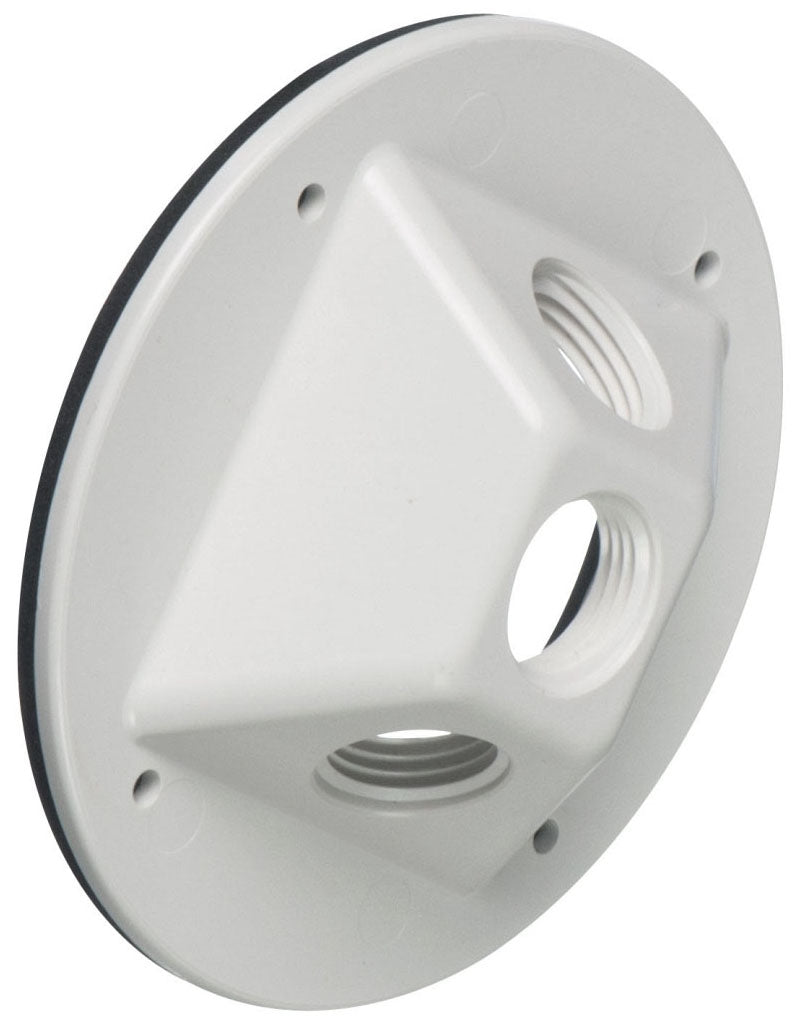 Arlington FBC42253W White 3-Hole Canopy with Plugs