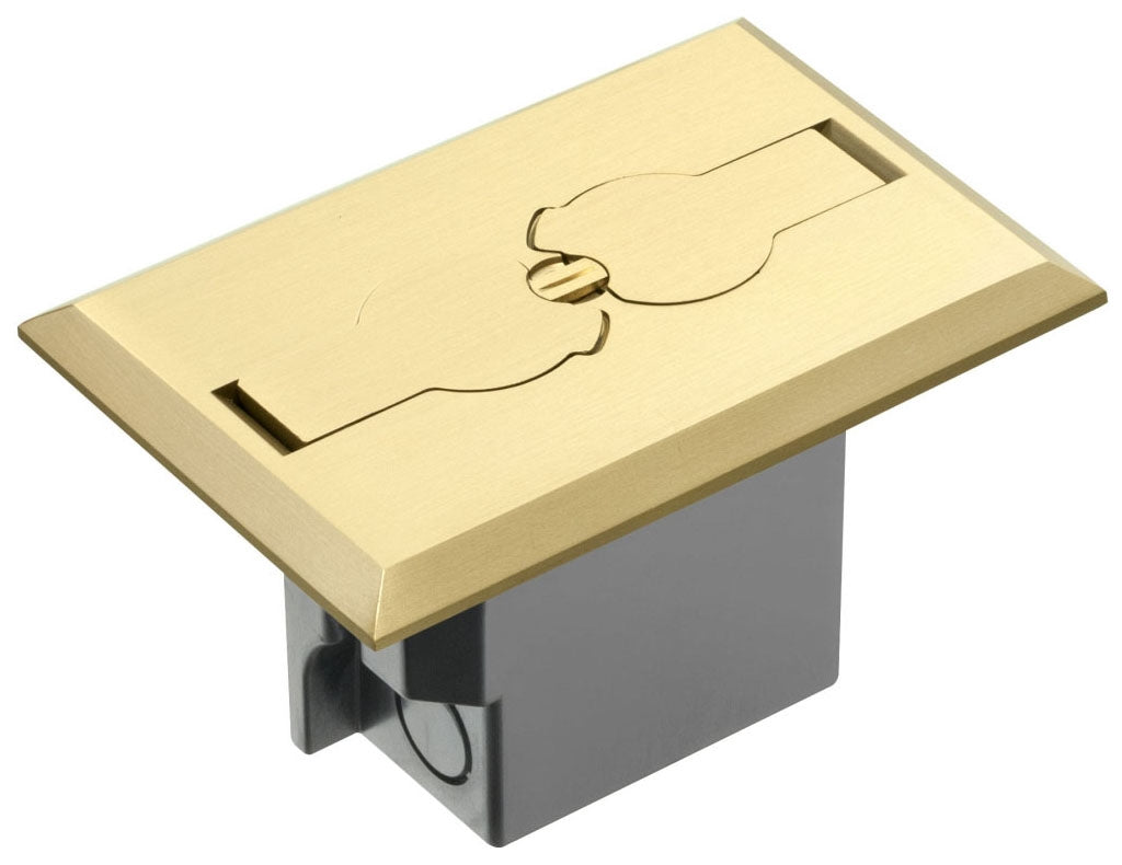 Arlington FLBRF101MB Rectangle Floor Box, Flip Lids, Brass Finish