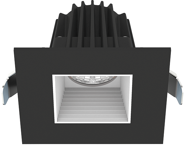 Lotus LED Lights JXL-COB02-S08W-CCT-BK-2SR-BF-WH 2″ Square Recessed Economy LED – 8W, 3CCT Adjustable, 110 lm/ft, 3000K-5000K, 24V DC, CRI 90+, IP67, Wet/Closet Rated, Black Trim with Baffle White Reflector