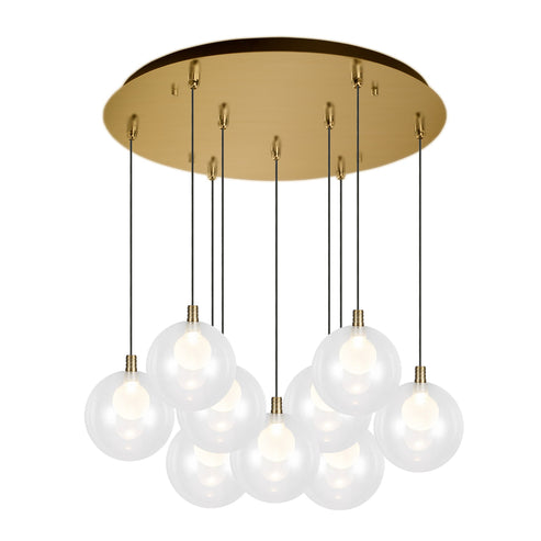 Kuzco Lighting MP3106BG-09 Bolla 6-in 9 Head Multi Pendant Ceiling Light - CCT: 3000K - Finish: Brushed Gold