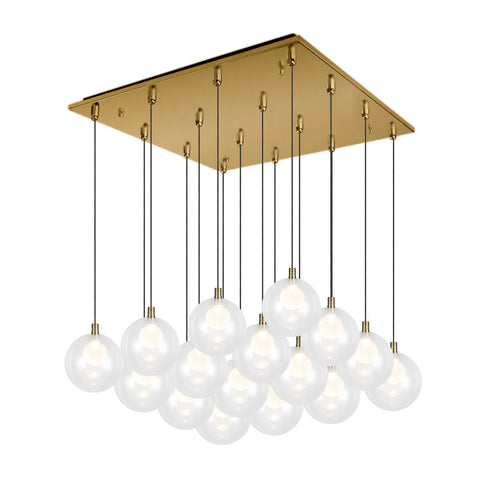 Kuzco Lighting MP3106BG-16 Bolla 6-in 16 Head Multi Pendant Ceiling Light - CCT: 3000K - Finish: Brushed Gold