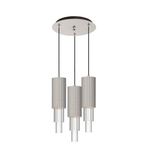 Alora Mood MP502204BNCR-03 Bordeaux 4-in 3 Head Multi Pendant Ceiling Light - CCT: 3000k - Finish: Brushed Nickel/Clear Glass