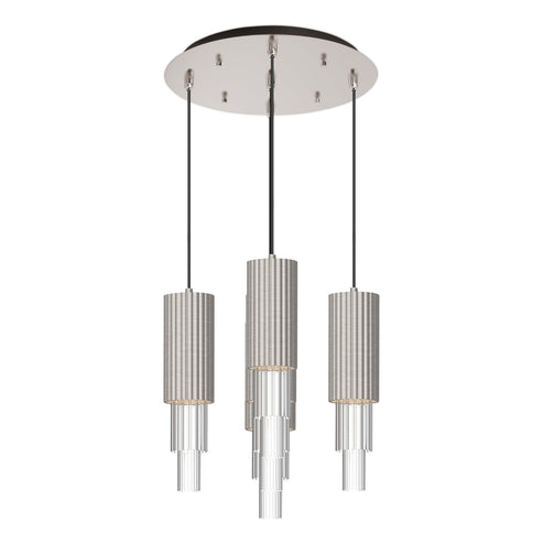 Alora Mood MP502204BNCR-05 Bordeaux 4-in 5 Head Multi Pendant Ceiling Light - CCT: 3000k - Finish: Brushed Nickel/Clear Glass