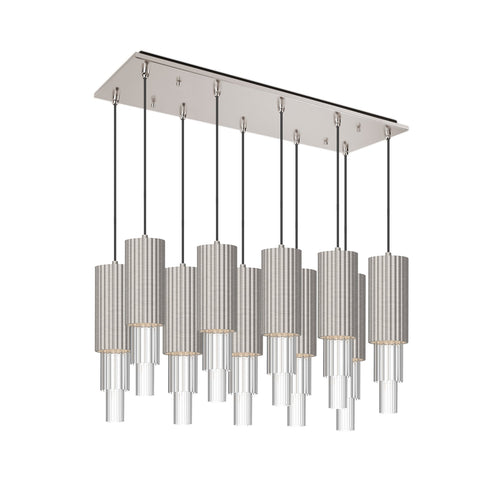 Alora Mood MP502204BNCR-10 Bordeaux 4-in 10 Head Multi Pendant Ceiling Light - CCT: 3000k - Finish: Brushed Nickel/Clear Glass