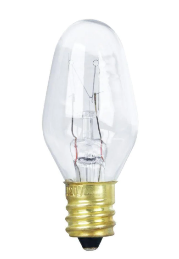 Feit Electric BP10C71/2/RP Clear E12 Base C7 Dimmable Incandescent Light Bulb, Color Temperature 2700K, Wattage 10W, Voltage 120V - 2 Pack