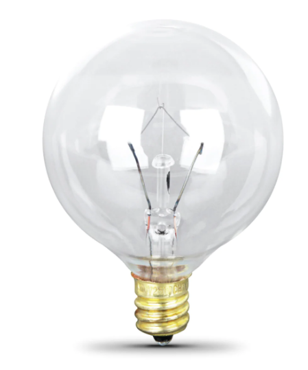 Feit Electric BP20G121/2/RP Soft White E12 Base G12 1/2 Globe Incandescent Light Bulb, Color Temperature 2700K, Wattage 20W, Voltage 120V - 2 Pack