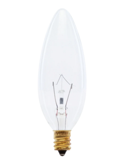 Feit Electric BP25CTC Soft White Clear Torpedo Tip Dimmable Incandescent Light Bulb, Color Temperature 2700K, Wattage 25W, Voltage 120V - 2 Pack