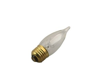 Feit Electric BP25EFC Clear Flame Tip Chandelier Incandescent Light Bulb, Color Temperature 2700K, Wattage 25W, Voltage 120V - 2 Pack