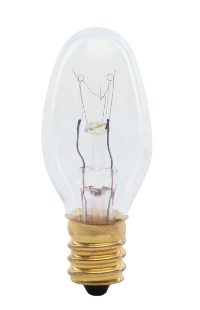 Feit Electric BP4C7/4/CAN 4W Soft White (2700K) C7 Shape Candelabra E12 Base Clear Dimmable Incandescent Night Light Bulb, Color Temperature 2700K, Wattage 4W, Voltage 120V Pack 4