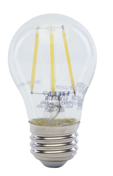 Feit Electric BPA1540/850/LED/2 4.5W (40W Replacement) Daylight (5000K) E26 Base A15 Dimmable Glass Filament LED Bulb, Color Temperature 5000K, Wattage 4.5W, Voltage 120V Pack 2
