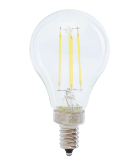 Feit Electric BPA1560C/850/LED/2 60W Replacement A15 Candelabra Base Dimmable Daylight Glass Filament Light Bulb, Color Temperature 5000K. Wattage 6W, Voltage 120V - 2 Pack