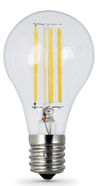 Feit Electric BPA1575/850/FIL/2 75W Replacement A15 Dimmable Daylight Glass Filament Color Temperature 5000K, Wattage 8W, Voltage 120V Pack 2