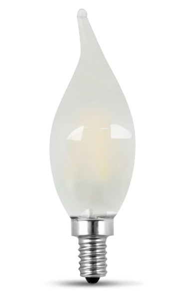 Feit Electric BPCFF40950CAFIL/2/RP 3.3W (40W Replacement) Daylight (5000K) CA10 (E12 Base) Dimmable Frost Decorative Filament Enhance LED Light Color Temperature 5000K, Wattage 3.3W, Voltage 120V Pack 2