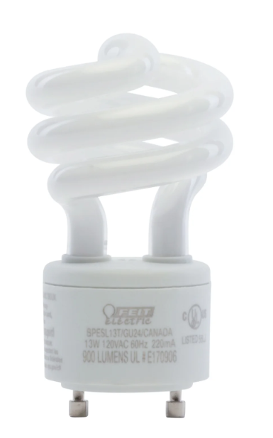 Feit Electric BPESL13T/GU24/CANADA 60W Replacement Soft White Twist Non-Dimmable CFL Light Bulb Color Temperature 2700K, Wattage 13W, Voltage 120V Pack 1