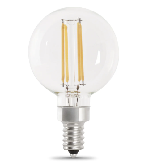 Feit Electric BPG1660927CAFIL/2/RP 60W Replacement G16 1/2 Soft White Dimmable Enhance Glass Filament Globe LED Light, Color Temperature 2700K, Wattage 5.5W, Voltage 120V - 2 Pack