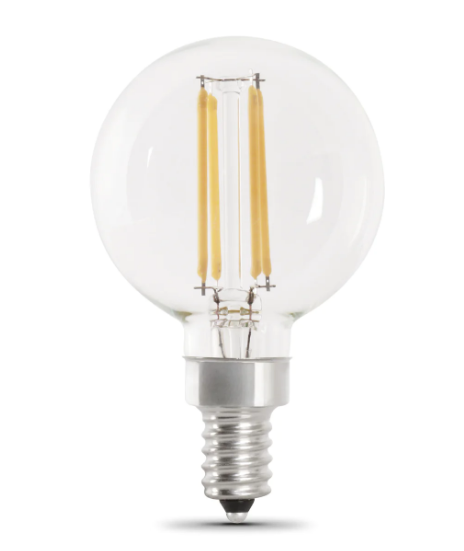 Feit Electric BPG1660950CAFIL/2/RP 60W Replacement G16 1/2 Daylight Dimmable Enhance Glass Filament Globe LED Light, Color Temperature 5000K, Wattage 5.5W, Voltage 120V - 2 Pack