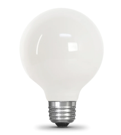 Feit Electric BPG2525W927CA/FIL/RP Replacement G25 Soft White Dimmable White Enhance Glass Filament Globe LED Bulb, Color Temperature 2700K, Wattage 2.5W, Voltage 120V