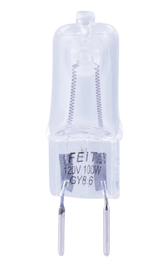 Feit Electric BPQ100/8.6/CAN Warm White GY8.6 Base T4 Dimmable Halogen Light Bulb, Color Temperature 3000K, Wattage 100W, Voltage 120V