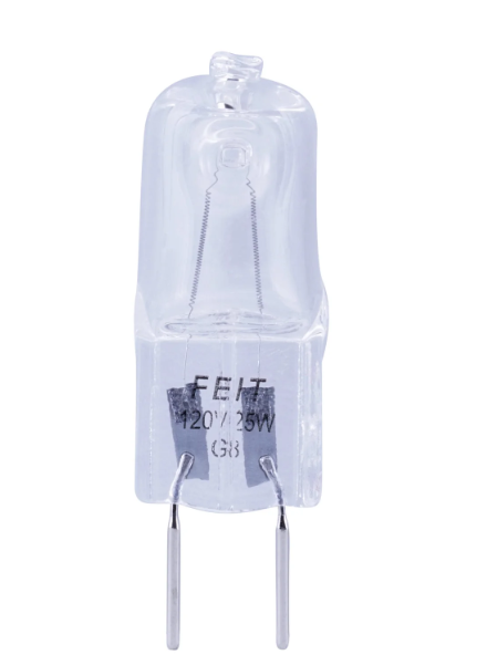 Feit Electric BPQ25/G8/CAN 25W Dimmable G8 Halogen Light Bulb Color Temperature 3000K, Wattage 25W, Voltage 120V 6 Pack