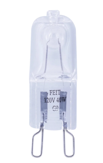 Feit Electric BPQ40/G9/CAN Warm White Dimmable Halogen G9 Light Bulb, Color Temperature 3000K, Wattage 40W, Voltage 120V