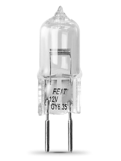Feit Electric BPQ50T4/RP Warm White Bi-Pin GY6.35 Base (T4 Replacement) Halogen Replacement Light Bulb, Color Temperature 3000K, Wattage 50W, Voltage 12V
