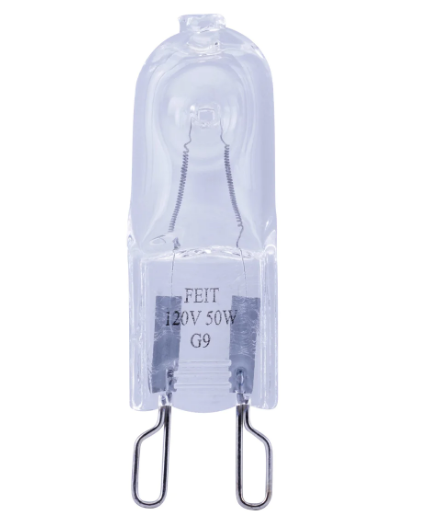 Feit Electric BPQ50/G9/CAN Warm White Bi-Pin G9 Base (T4 Replacement) Halogen Replacement Light Bulb, Color Temperature 3000K, Wattage 50W, Voltage 120V