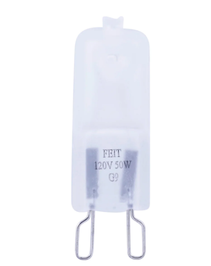 Feit Electric BPQ50/IF/G9/RP Warm White Halogen JCD Light Bulb, Color Temperature 3000K, Wattage 50W, Voltage 120V
