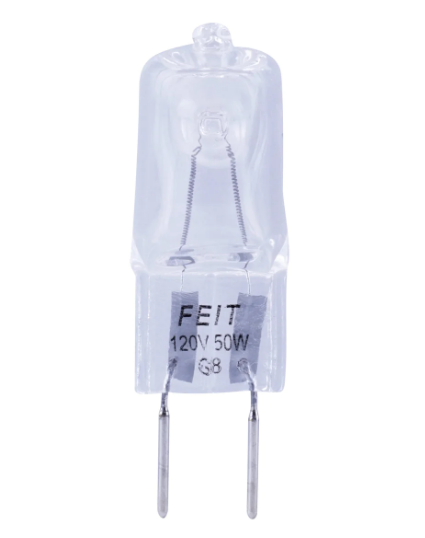 Feit Electric BPQ50/G8/CAN Bright White Bi-Pin G8 Base (T4 Replacement) Halogen Replacement Light Bulb, Color Temperature 3000K, Wattage 50W, Voltage 120V