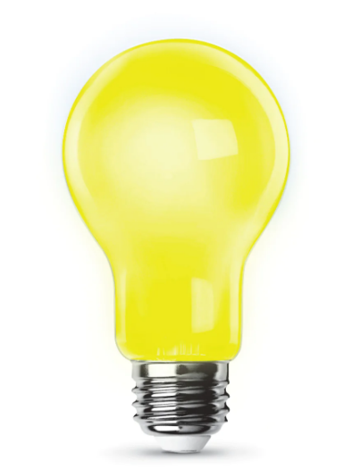 Feit Electric A19100/BUG/LED Dimmable Yellow A19 LED Replacement Bug Light Bulb, Wattage 8.8W, Voltage 120V