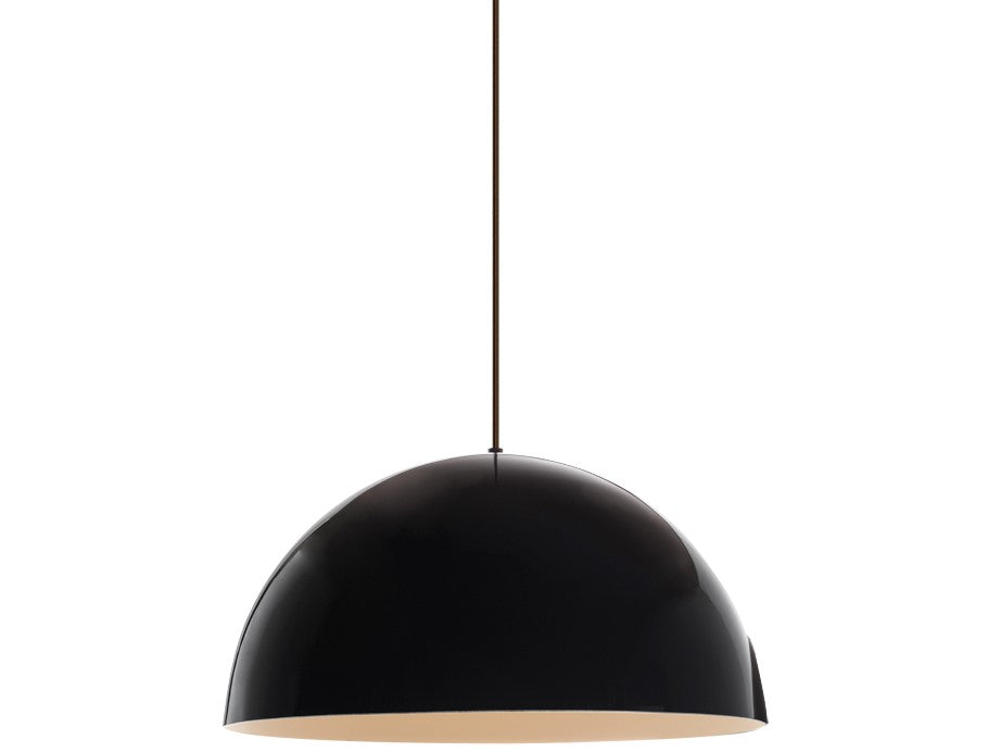 Visual Comfort Architectural 700TDPSP24BWB-LED830 Modern 24" Powell Street 1-lt LED Line Voltage Pendant Light - 120V - CCT :3000K - Color: Gloss Black/ White - Finish: Black