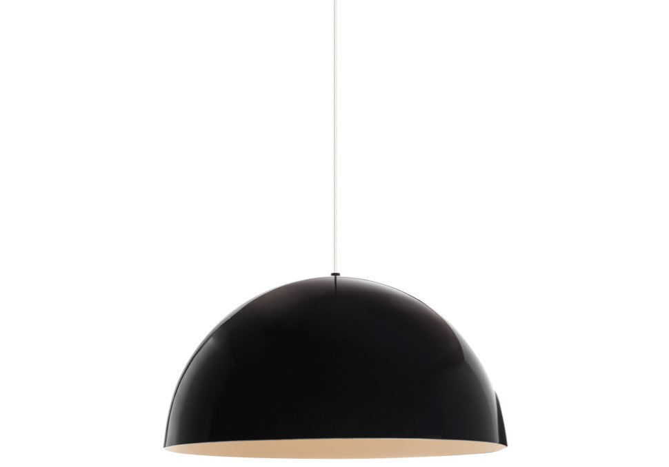 Visual Comfort Architectural 700TDPSP24BWW-LED830 Modern 24" Powell Street 1-lt LED Line Voltage Pendant Light - 120V - CCT :3000K - Color: Gloss Black/ White - Finish: White