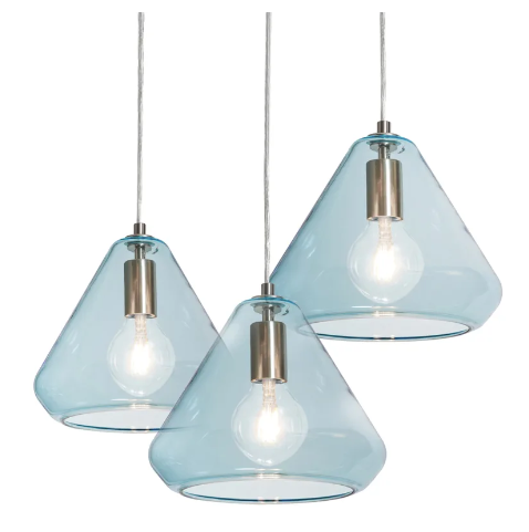 AFX Lighting AGP10MBSNAQRND3 Armitage 3 Light 21" Wide Multi Light Pendant with Aqua Glass Shades, Blue Finish