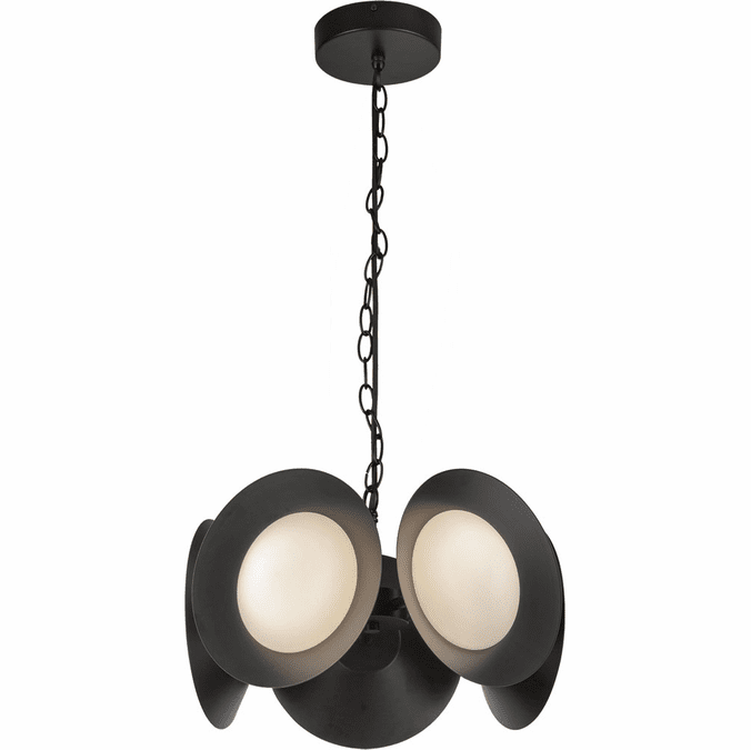 Kuzco Lighting CH77916-BK/OP-UNV Cleo LED 16 inch Opal Glass Chandelier Ceiling Light Black Finish