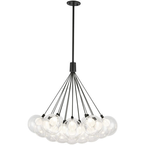 Kuzco Lighting CH3128-BK Bolla LED 28 inch Black Chandelier Ceiling Light in Clear Glass