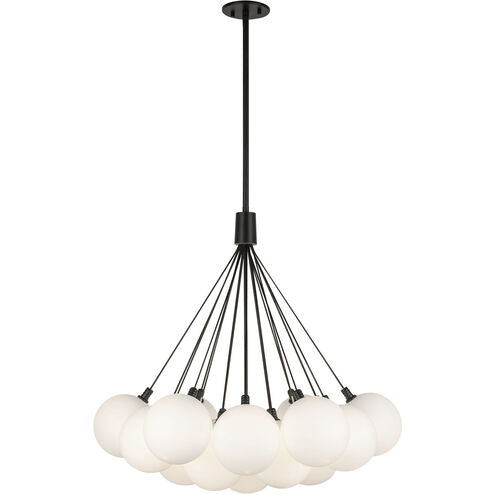 Kuzco Lighting CH3128-BK/OP Bolla LED 28 inch Black Chandelier Ceiling Light in Opal Glass